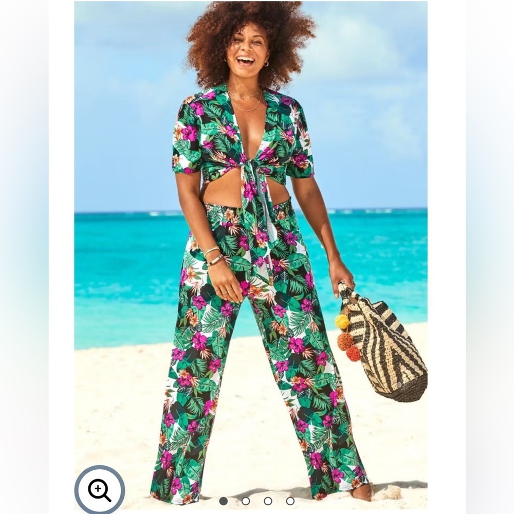 Swimsuits for All TIE FRONT CROP TOP COVER UP SET - Picture 2 of 6